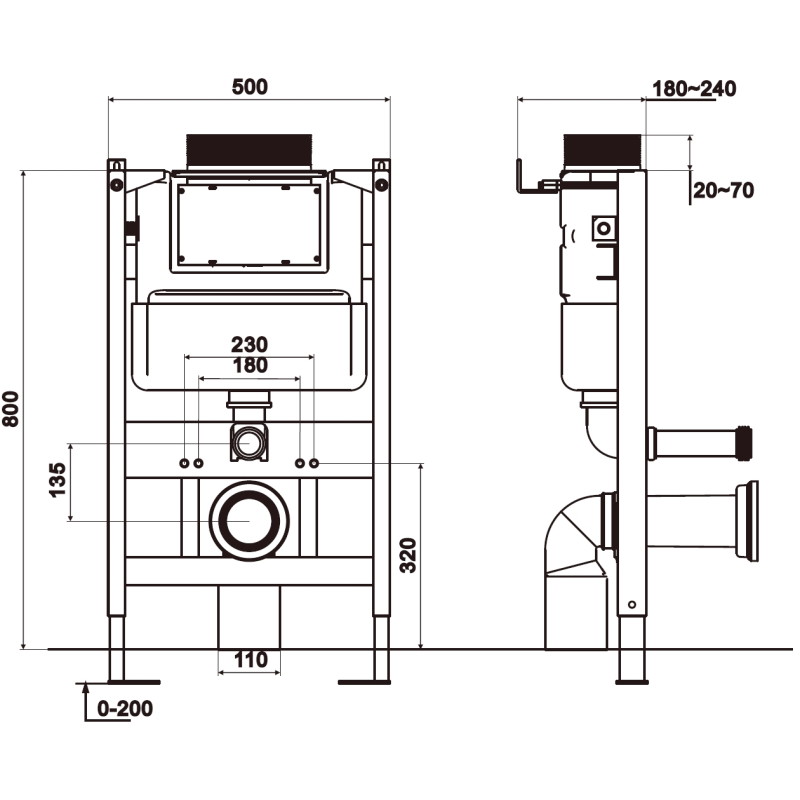 Mexen Tex Air XS-U bâti-support encastré pneumatique pour WC - 61850A