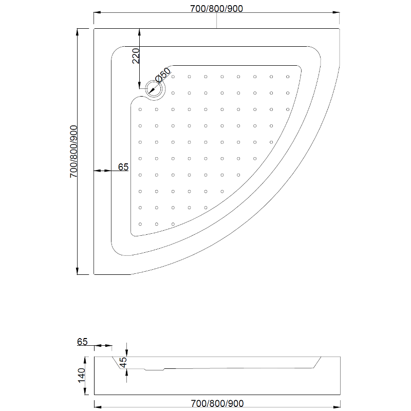Mexen Rio cabine de douche semi-circulaire 70 x 70 cm, bandes blanches, or + receveur, blanc - 863-070-070-50-20-4710
