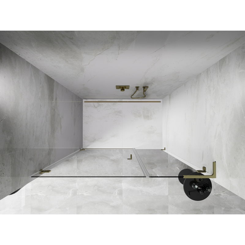 Mexen Lunar-B L porte de douche pivotante gauche 150 cm, transparentes, or brossé - 832SL-150-050-55-00-L
