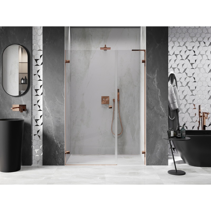Mexen Lunar-B L porte de douche pivotante gauche 115 cm, transparent, or rose - 832SL-115-050-60-00-L