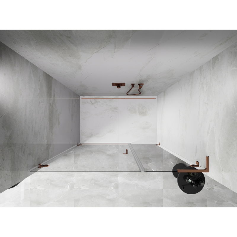 Mexen Lunar-B L portes de douche pivotantes gauche 120 cm, transparent, or rose - 832SL-120-050-60-00-L