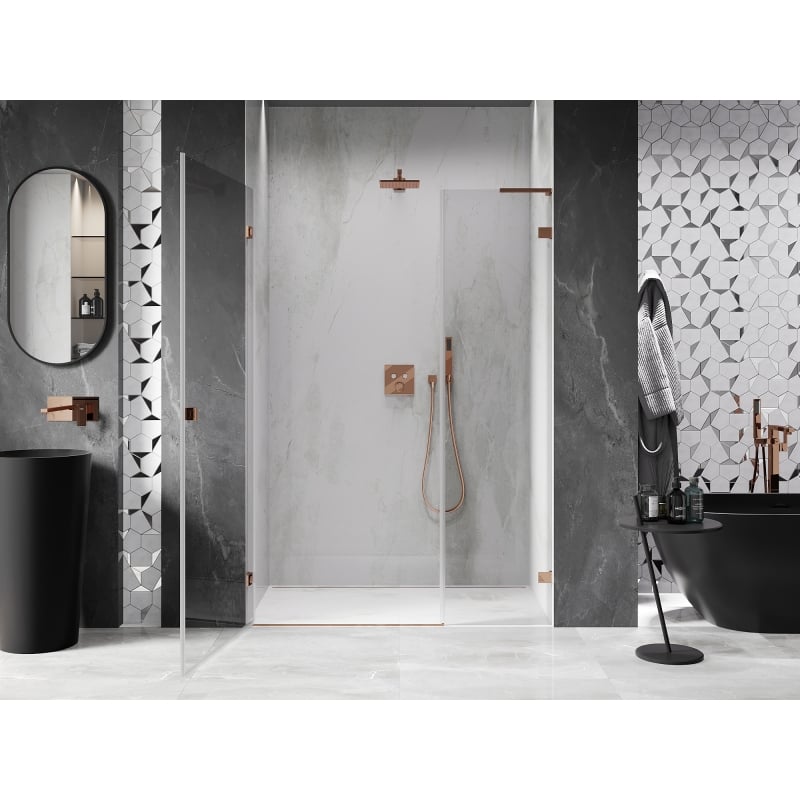 Mexen Lunar-B L porte de douche pivotante gauche 125 cm, transparent, or rose - 832SL-125-050-60-00-L