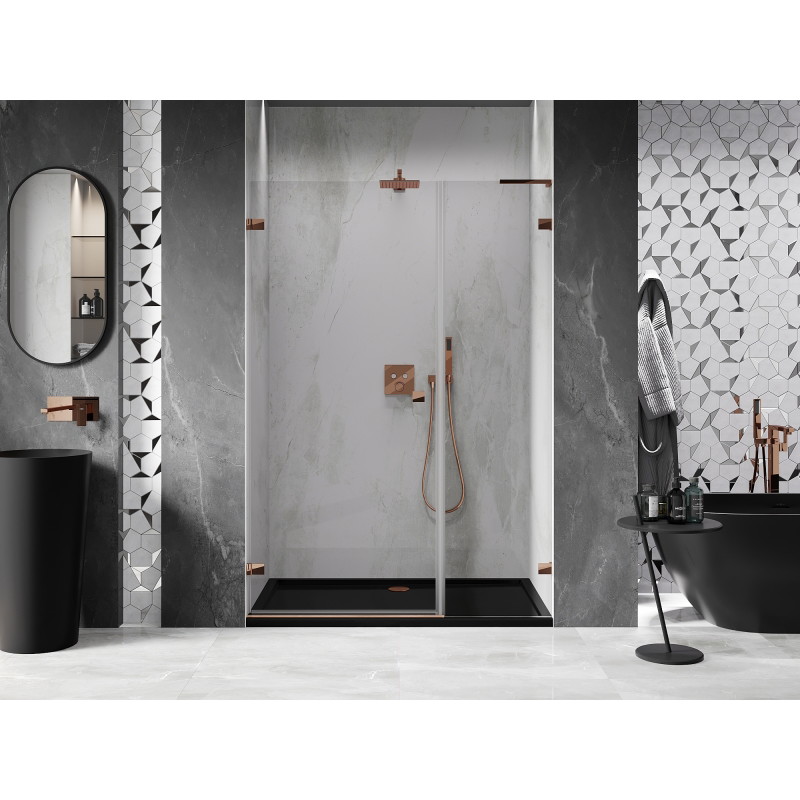 Mexen Lunar-B L porte de douche pivotante gauche 130 cm, transparent, or rose - 832SL-130-050-60-00-L