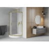Mexen Rio cabine de douche semi-circulaire 70 x 70 cm, givre, or + bac à douche, blanc - 863-070-070-50-30-4710