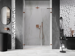 Mexen Lunar-B L porte de douche pivotante gauche 135 cm, transparent, or rose - 832SL-135-050-60-00-L