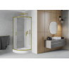 Mexen Rio cabine de douche semi-circulaire 80 x 80 cm, givré, or + receveur, blanc - 863-080-080-50-30-4710