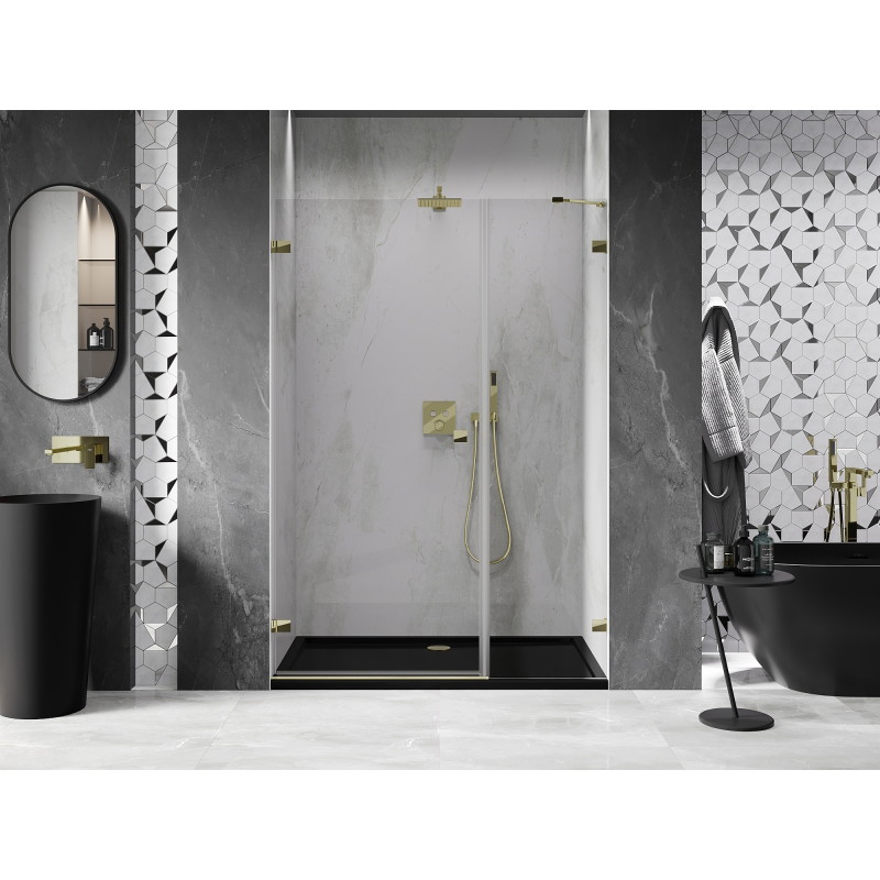 Mexen Lunar-B porte de douche pivotante gauche 140 cm, transparent, doré - 832S-140-050-50-00-L