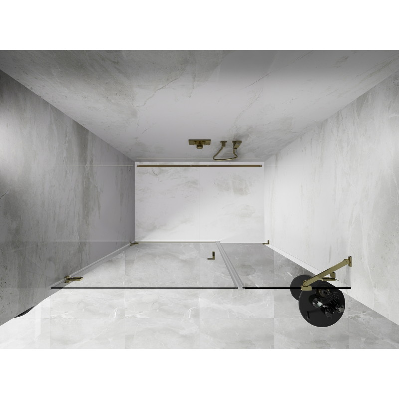 Mexen Lunar-B porte de douche pivotante gauche 140 cm, transparent, doré - 832S-140-050-50-00-L