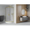 Mexen Rio Cabine de douche semi-circulaire 90 x 90 cm, givrée, dorée + receveur, blanc - 863-090-090-50-30-4710