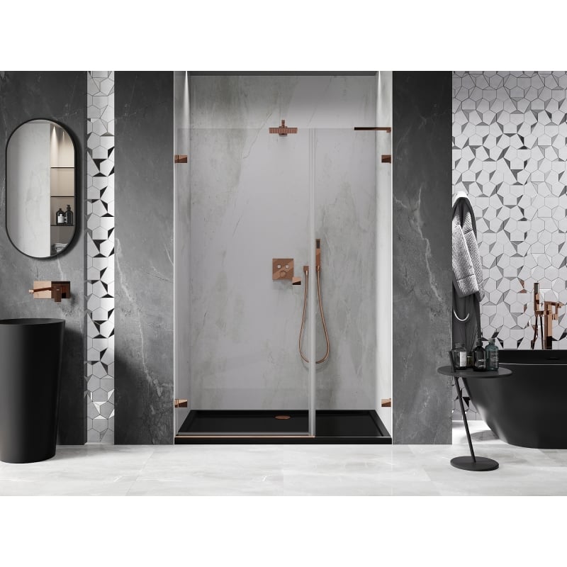 Mexen Lunar-B L porte de douche pivotante gauche 150 cm, transparent, or rose - 832SL-150-050-60-00-L
