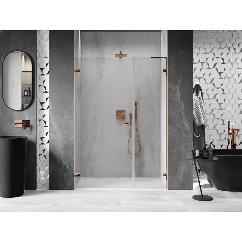 Mexen Lunar-B L porte de douche pivotante gauche 150 cm, transparent, or rose - 832SL-150-050-60-00-L