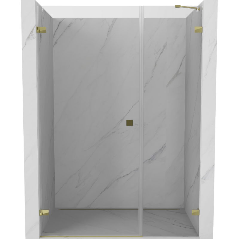 Mexen Lunar-B portes de douche battantes gauche 145 cm, transparentes, dorées - 832S-145-050-50-00-L