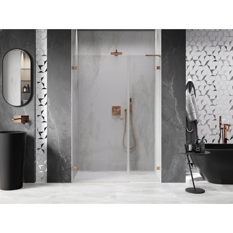 Mexen Lunar-B L porte de douche pivotante gauche 110 cm, transparent, cuivre brossé - 832SL-110-050-65-00-L