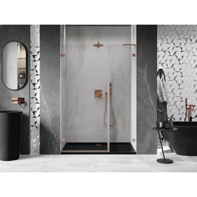 Mexen Lunar-B L porte de douche pivotante gauche 110 cm, transparent, cuivre brossé - 832SL-110-050-65-00-L