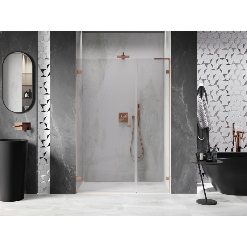 Mexen Lunar-B L porte de douche pivotante gauche 110 cm, transparent, cuivre brossé - 832SL-110-050-65-00-L