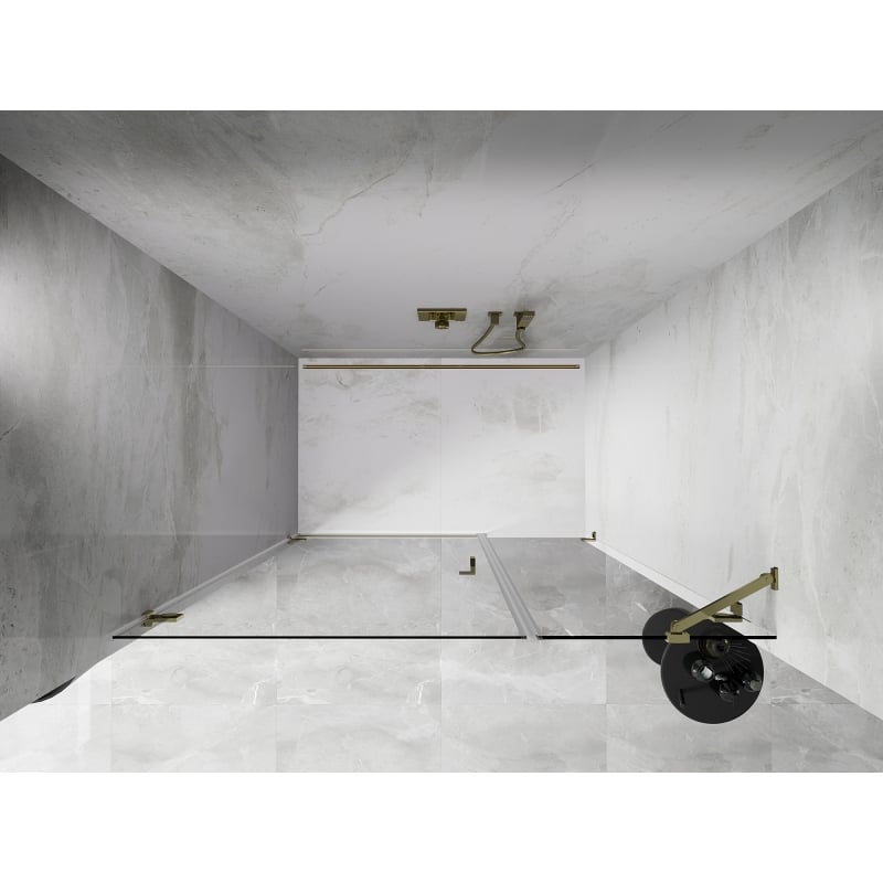 Mexen Lunar-B porte de douche pivotante gauche 150 cm, transparent, doré - 832S-150-050-50-00-L