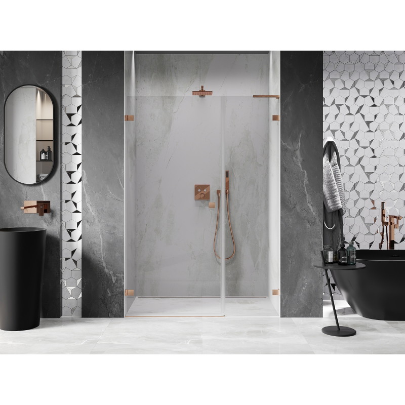 Mexen Lunar-B L porte de douche pivotante gauche 130 cm, transparent, cuivre brossé - 832SL-130-050-65-00-L