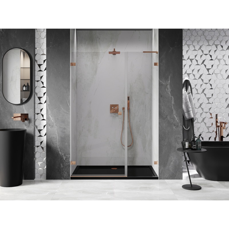 Mexen Lunar-B L porte de douche pivotante gauche 130 cm, transparent, cuivre brossé - 832SL-130-050-65-00-L