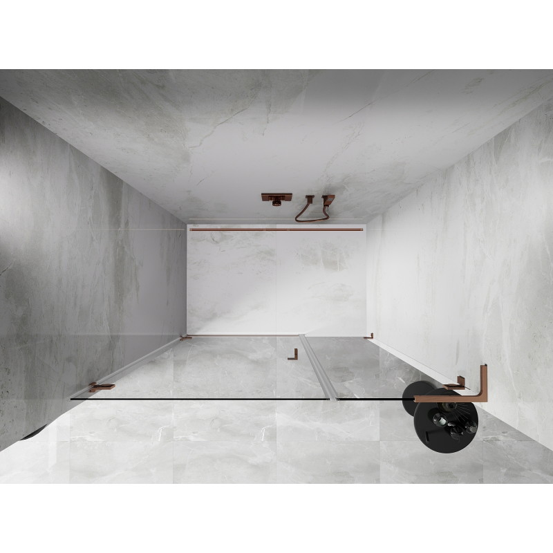 Mexen Lunar-B L porte de douche pivotante gauche 130 cm, transparent, cuivre brossé - 832SL-130-050-65-00-L