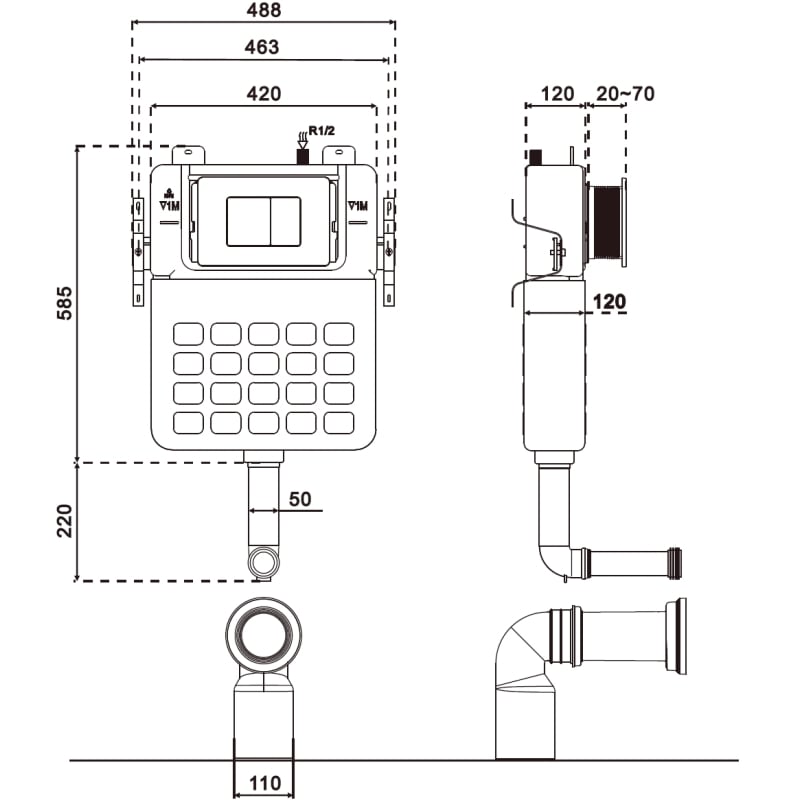 Mexen Tex S bâti-support encastré pour WC au sol - 61102