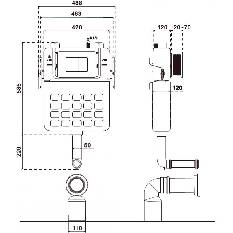 Mexen Tex S support encastré pour WC au sol - 61102