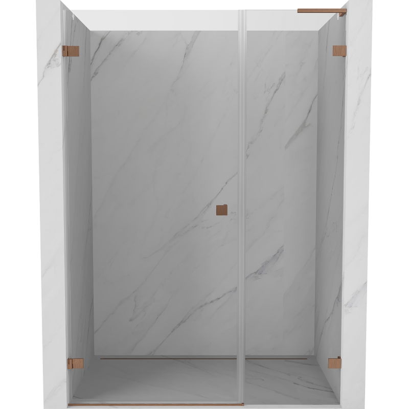 Mexen Lunar-B L porte de douche pivotantes gauche 140 cm, transparent, cuivre brossé - 832SL-140-050-65-00-L