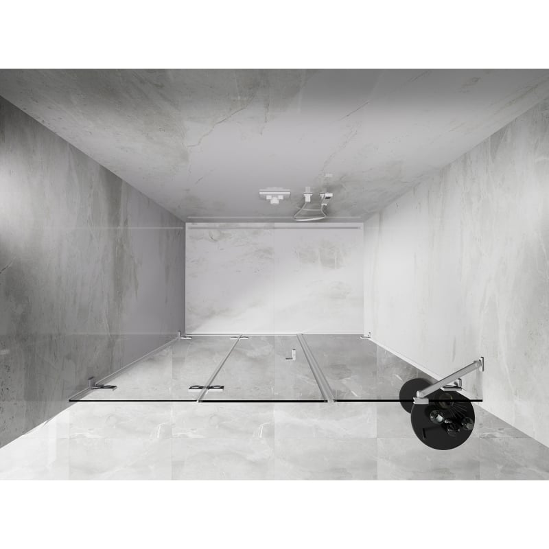 Mexen Lunar-F porte de douche pliante gauche 120 cm, transparent, blanc - 836S-120-050-20-00-L