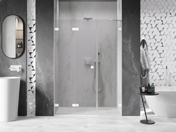 Mexen Lunar-F porte de douche pliante gauche 130 cm, transparent, blanc - 836S-130-050-20-00-L