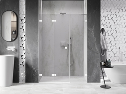 Mexen Lunar-F porte de douche pliantes gauche 130 cm, transparent, blanc - 836S-130-050-20-00-L