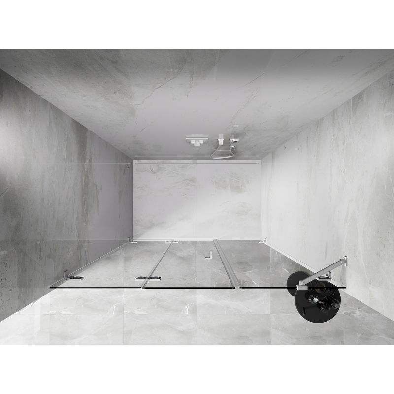 Mexen Lunar-F porte de douche pliantes gauche 140 cm, transparent, blanc - 836S-140-050-20-00-L