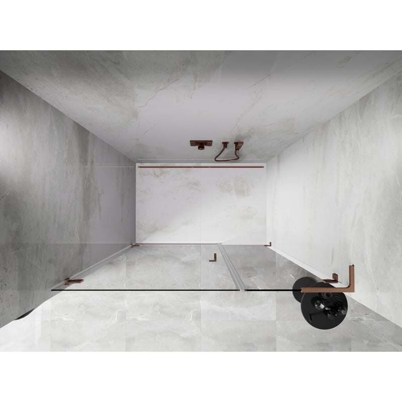 Mexen Lunar-B L porte de douche pivotante gauche 150 cm, transparent, cuivre brossé - 832SL-150-050-65-00-L