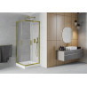 Mexen Rio cabine de douche carrée 80 x 80 cm, transparente, or + bac à douche, blanc - 860-080-080-50-00-4510