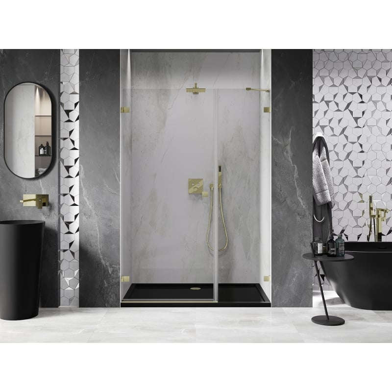 Mexen Lunar-B porte de douche pivotante gauche 125 cm, transparent, or brossé - 832S-125-050-55-00-L