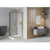 Mexen Rio cabine de douche carrée 80 x 80 cm, transparente, or + bac à douche, blanc - 860-080-080-50-00-4510