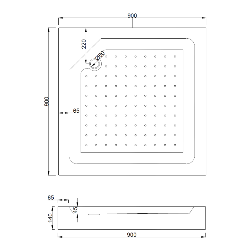 Mexen Rio cabine de douche carrée 90 x 90 cm, transparent, dorée + bac à douche Rio, blanc - 860-090-090-50-00-4510