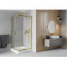 Mexen Rio cabine de douche carrée 90 x 90 cm, transparente, or + receveur, blanc - 860-090-090-50-00-4510