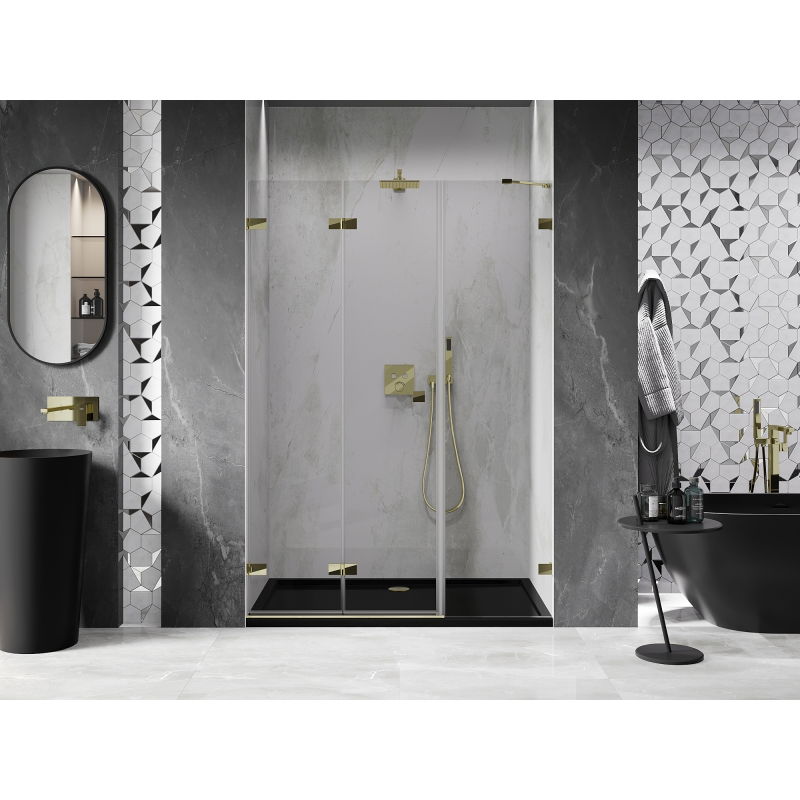 Mexen Lunar-F porte de douche pliante gauche 115 cm, transparent, doré - 836S-115-050-50-00-L