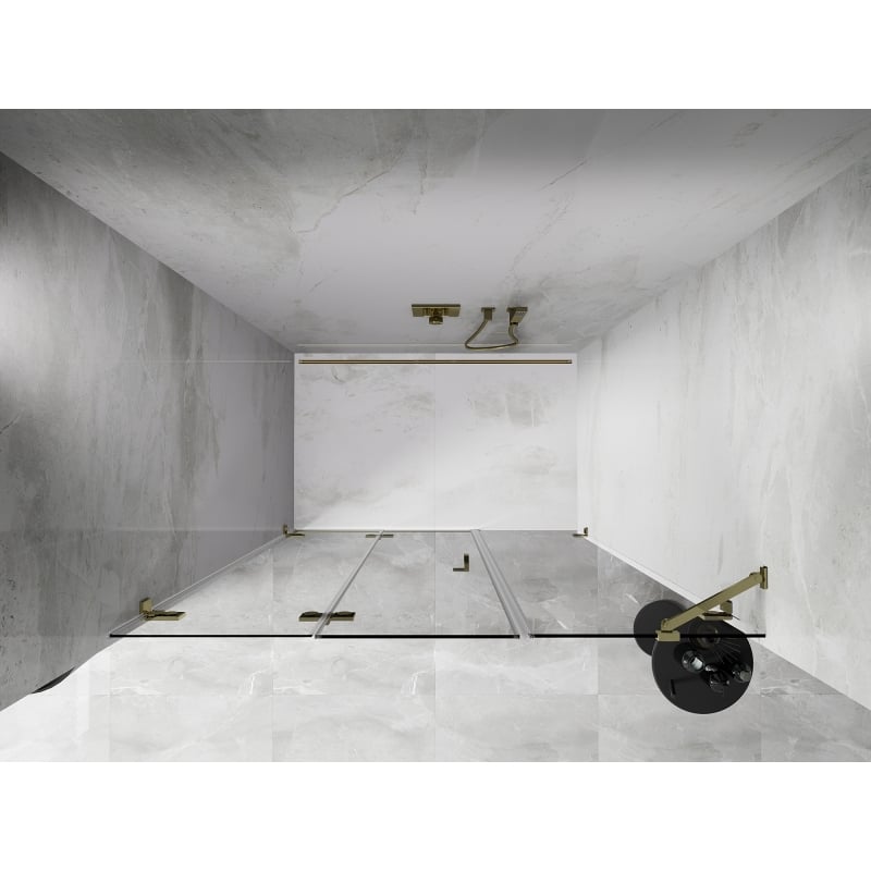 Mexen Lunar-F porte de douche pliante gauche 115 cm, transparent, doré - 836S-115-050-50-00-L