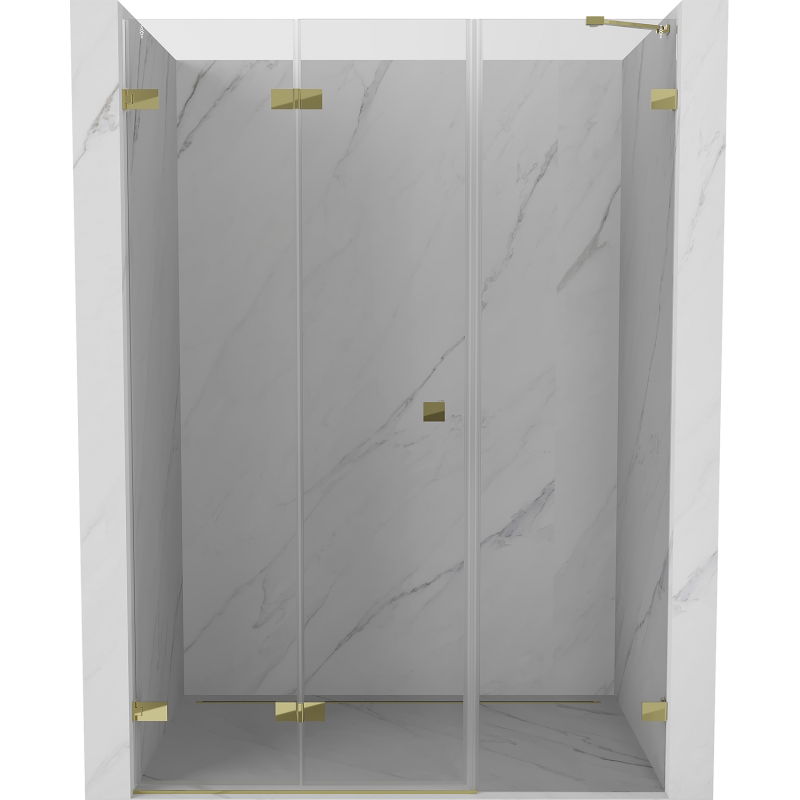 Mexen Lunar-F porte de douche pliantes gauche 125 cm, transparentes, dorées - 836S-125-050-50-00-L