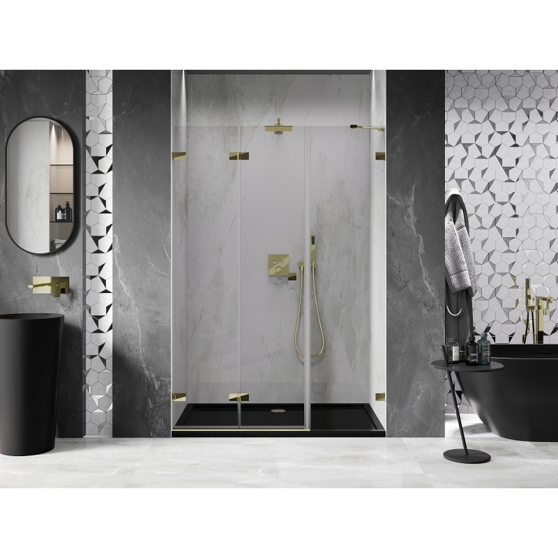 Mexen Lunar-F porte de douche pliantes gauche 135 cm, transparent, doré - 836S-135-050-50-00-L