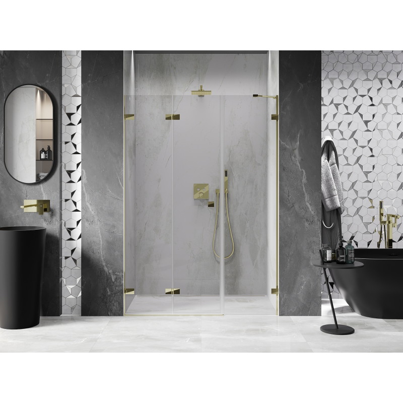 Mexen Lunar-F porte de douche pliantes gauche 135 cm, transparent, doré - 836S-135-050-50-00-L