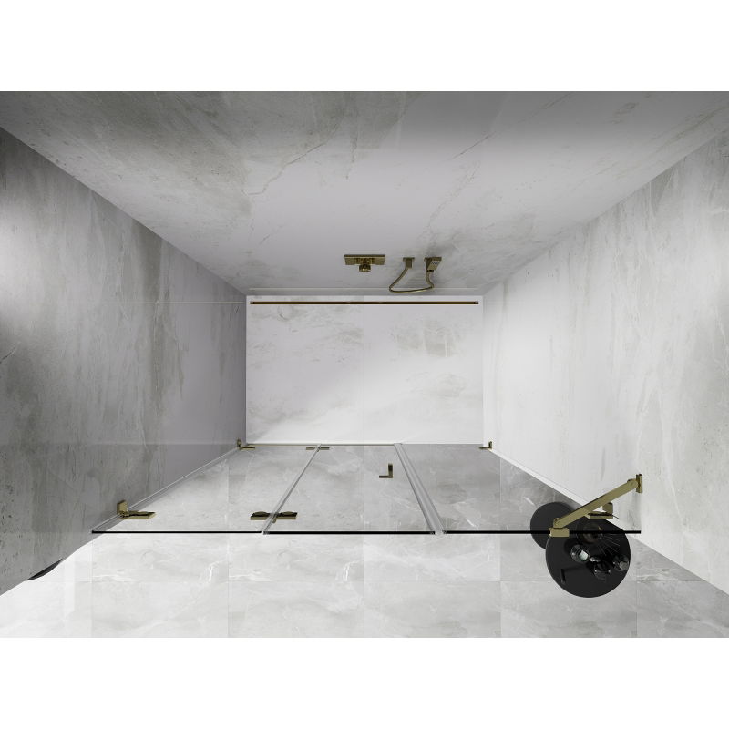 Mexen Lunar-F porte de douche pliable gauche 140 cm, transparent, doré - 836S-140-050-50-00-L