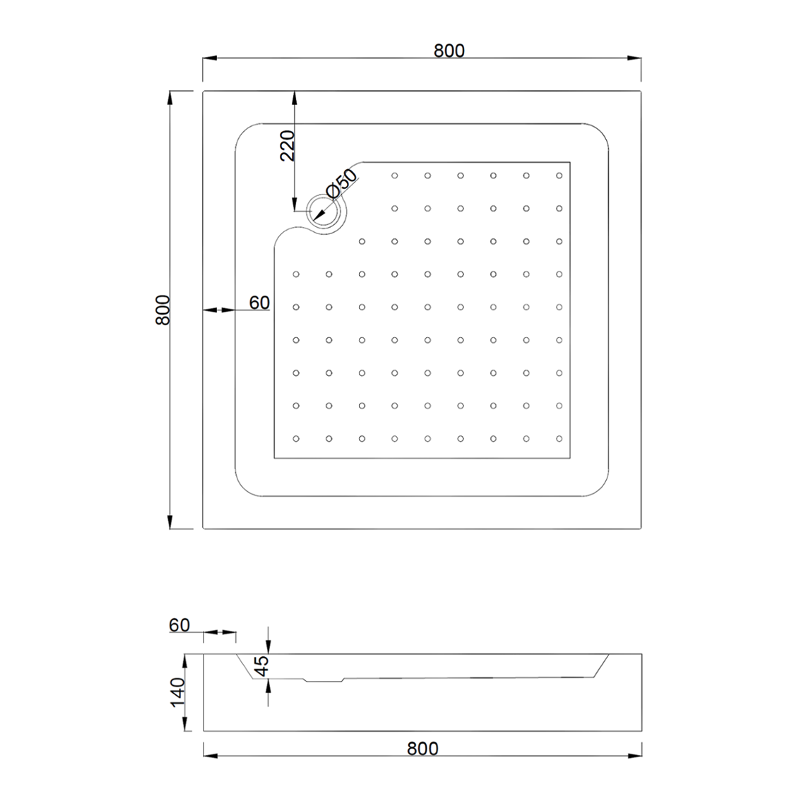 Mexen Rio cabine de douche carrée 80 x 80 cm, bandes blanches, or + receveur, blanc - 860-080-080-50-20-4510