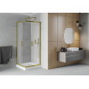 Mexen Rio cabine de douche carrée 80 x 80 cm, givrée, dorée + receveur, blanc - 860-080-080-50-30-4510