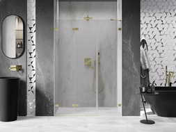 Mexen Lunar-F porte de douche pliantes à gauche 140 cm, transparent, or brossé - 836S-140-050-55-00-L