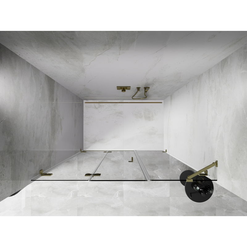 Mexen Lunar-F portes de douche pliantes gauche 140 cm, transparent, doré brossé - 836S-140-050-55-00-L