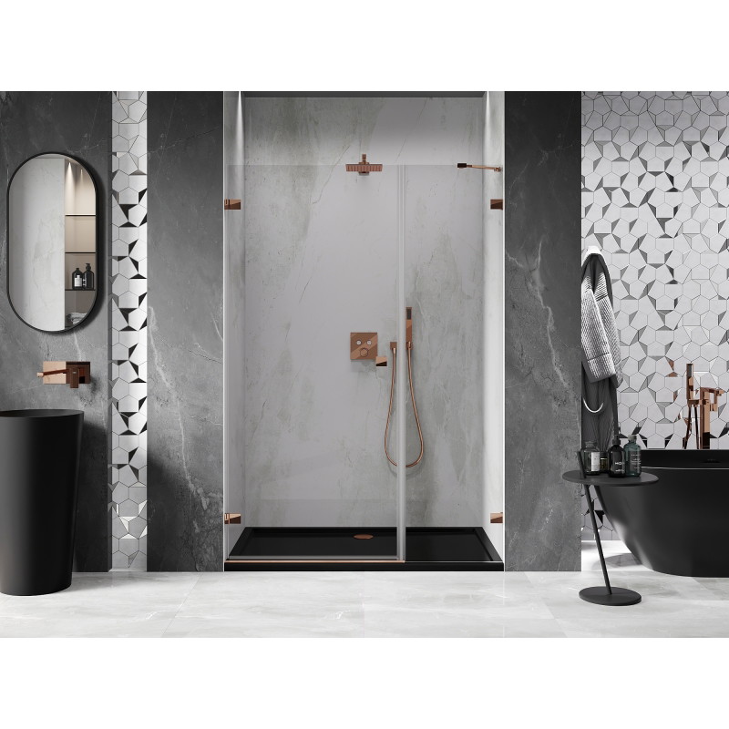 Mexen Lunar-B porte de douche pivotante gauche 115 cm, transparent, or rose - 832S-115-050-60-00-L