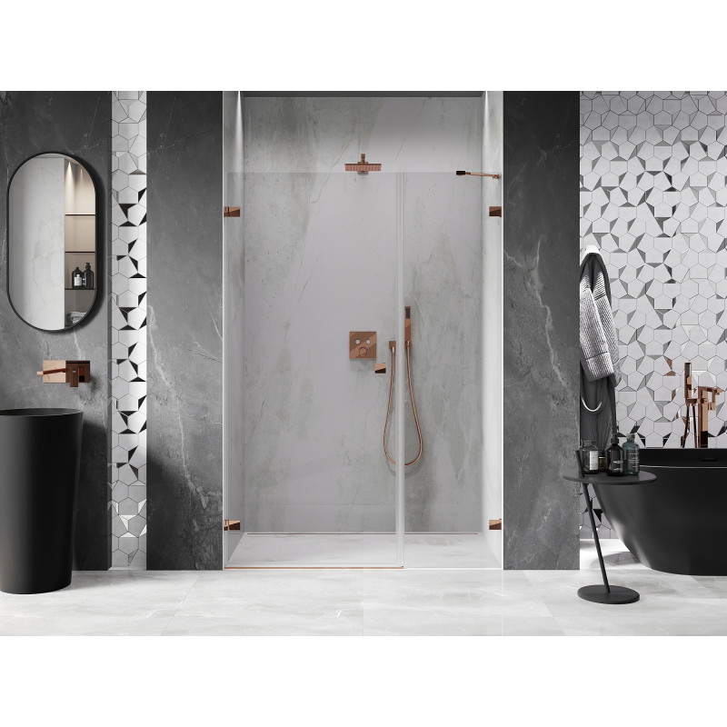 Mexen Lunar-B porte de douche pivotante gauche 115 cm, transparent, or rose - 832S-115-050-60-00-L