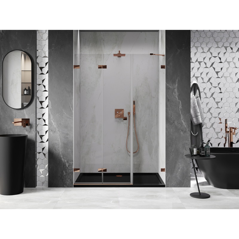Mexen Lunar-F porte de douche pliante gauche 115 cm, transparent, or rose - 836S-115-050-60-00-L