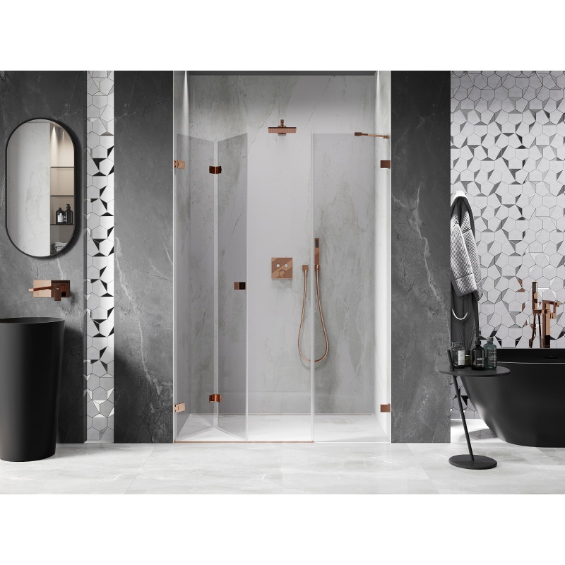 Mexen Lunar-F porte de douche pliante gauche 115 cm, transparent, or rose - 836S-115-050-60-00-L